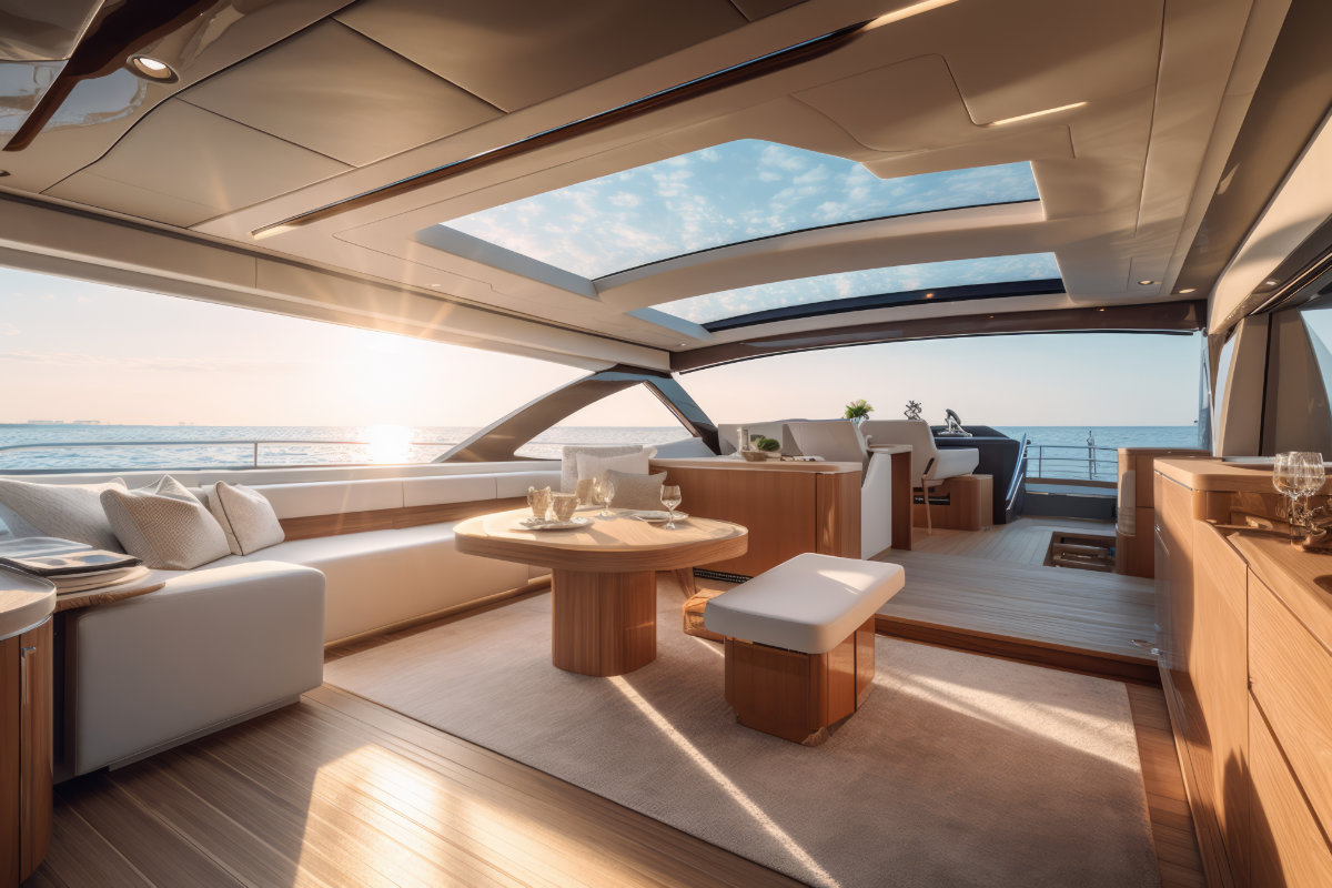 CSG Marine Mega Yacht Top brigthshine interior of a ship, yacht